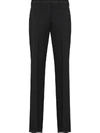 Prada Cropped Crepe Straight-leg Pants In Black