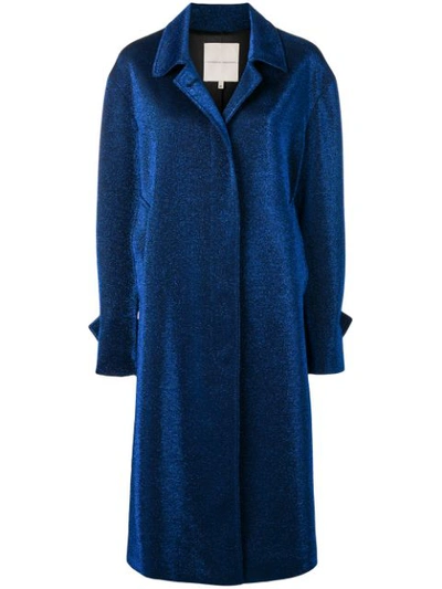 Marco De Vincenzo Metallic Belted Coat In Blue