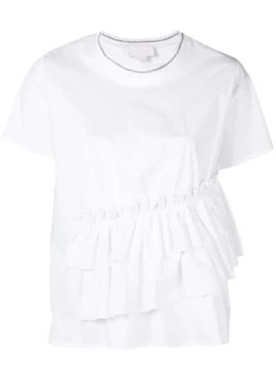 Genny Ruffle Detail T-shirt - White