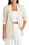 Open Edit Oversize Linen Blend Blazer In Beige Oatmeal