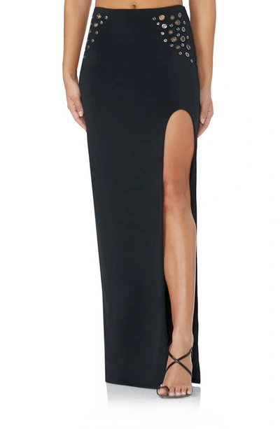 Afrm Obie Grommet Maxi Skirt In Noir