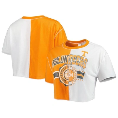 Zoozatz Tennessee Orange/white Tennessee Volunteers Colorblock Cropped T-shirt