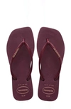 Havaianas Slim Square Logo Flip Flop In Purple Soil