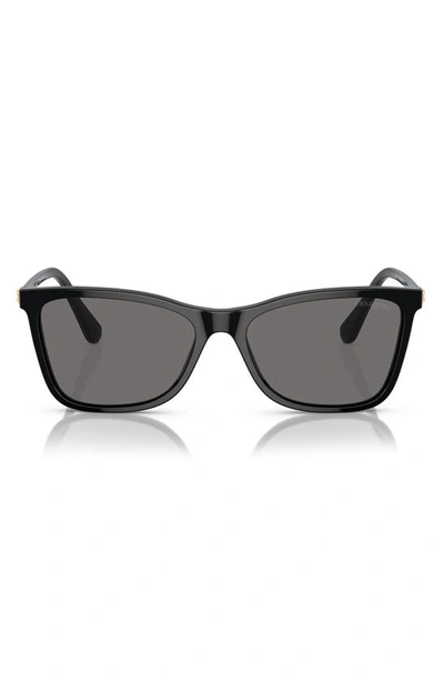 Swarovski 55mm Polarized Rectangular Sunglasses In Black