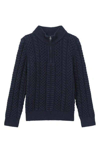 Reiss Boys' Bantham Jr. Cable Knit Quarter Zip Sweater - Little Kid In Navy