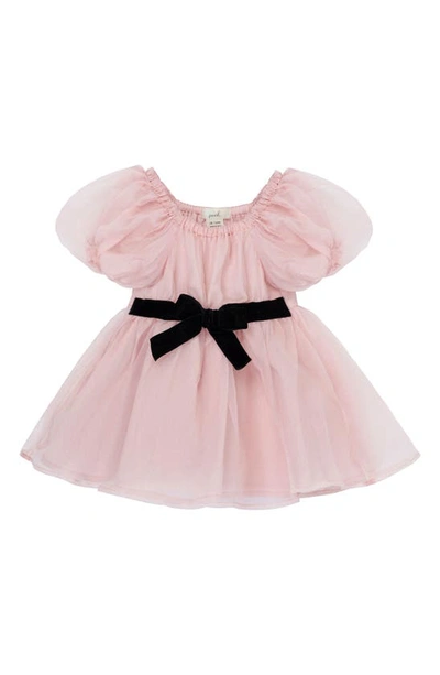 Peek Essentials Babies' Puff Sleeve Fit & Flare Dress In Light Pink