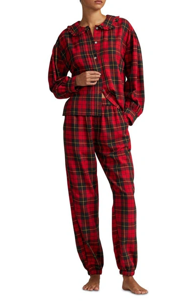Polo Ralph Lauren Ruffle Cotton Jogger Pajamas In Wallace Plaid