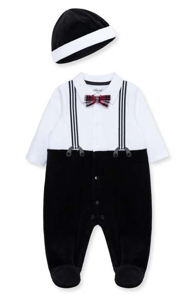 Little Me Baby Boys Handsome Footed Pajamas And Hat Set In Black