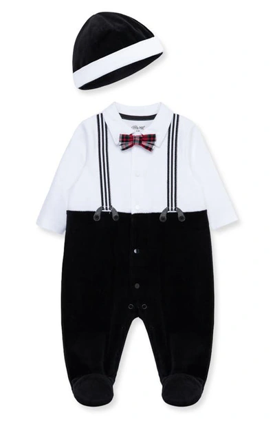 Little Me Baby Boys Handsome Footed Pyjamas And Hat Set In Black