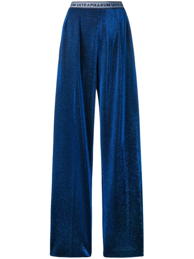 Marco De Vincenzo Metallized Pull-on Trousers In Blue