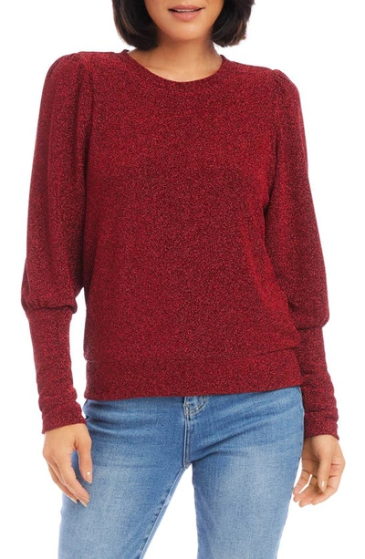 Karen Kane Bishop Sleeve Knit Top In Red