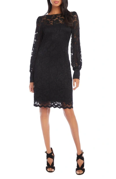 Karen Kane Long Sleeve Lace A-line Dress In Black