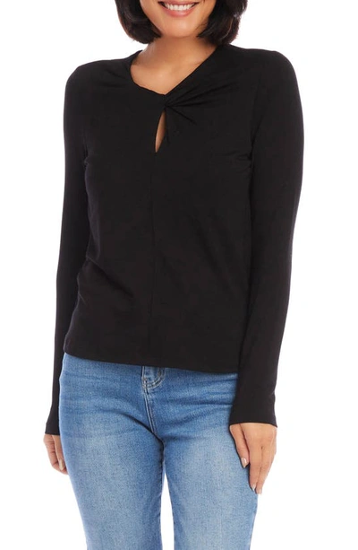 Karen Kane Twist Keyhole Neck Top In Black