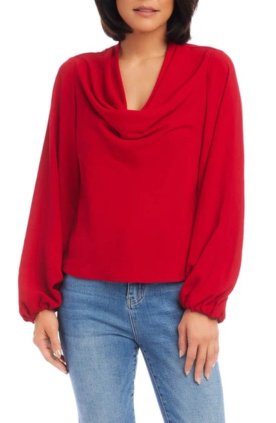 Karen Kane Cowl Neck Top In Red