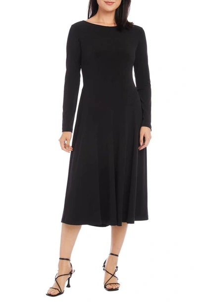 Karen Kane Kate Long Sleeve Jersey Midi Dress In Black