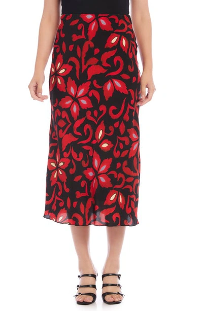 Karen Kane Bias Cut Floral Midi Skirt In Print
