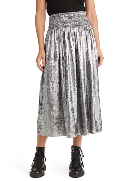 The Great The Viola Metallic Skirt In Silver