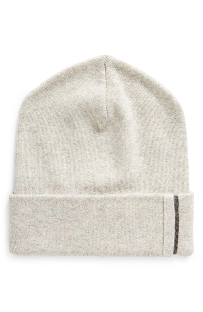 Brunello Cucinelli Monili Detail Cashmere Beanie In Greige