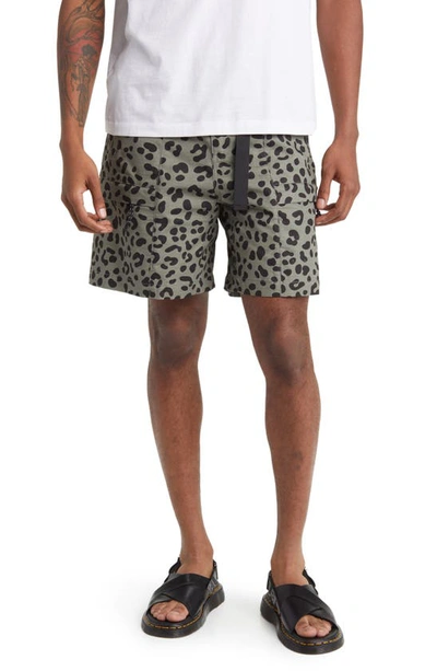 Checks Leopard Print Ripstop Climbing Shorts In Leopard Print