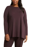 Eileen Fisher Crewneck Tunic Top In Cassis
