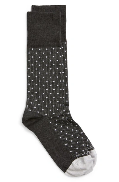 Edward Armah Polka Dot Pima Cotton Blend Dress Socks In Charcoal