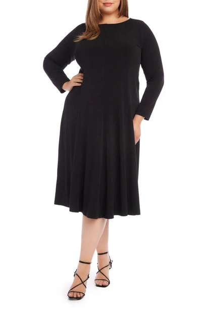 Karen Kane Kate Long Sleeve Jersey Midi Dress In Black