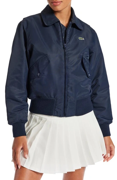 Lacoste Zip-up Bomber Jacket In Navy