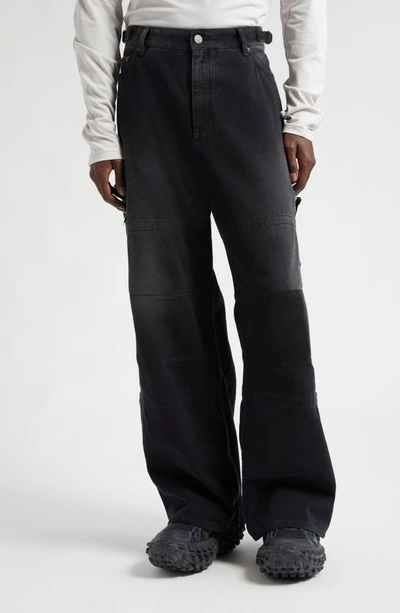 Balenciaga Gender Inclusive Baggy Denim Cargo Pants In Sunbleached Black