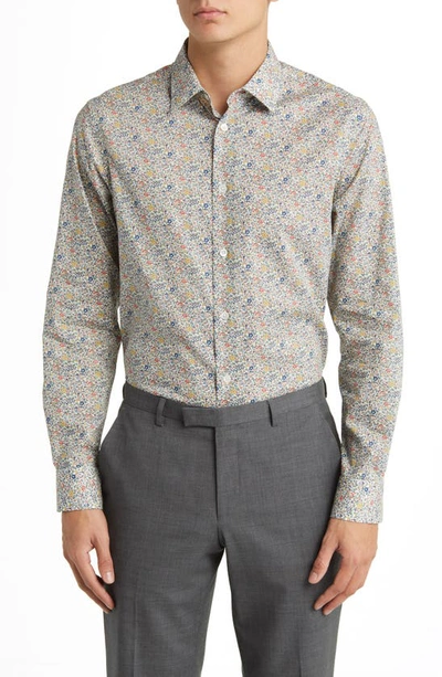 Paul Smith Tailored Fit Floral Cotton Dress Shirt In Multi
