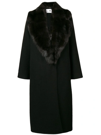 Manzoni 24 Oversized Fur Collar Coat - Black