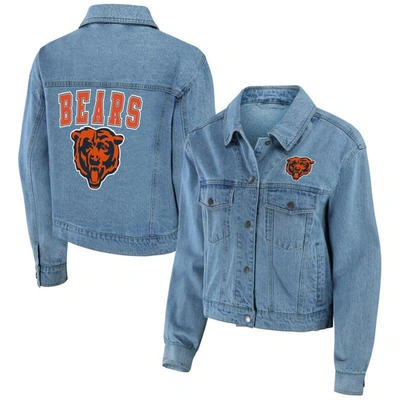 Wear By Erin Andrews Chicago Bears Full-snap Denim Jacket In Blue