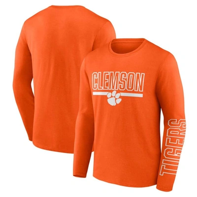 Profile Men's  Orange Clemson Tigers Big And Tall Two-hit Graphic Long Sleeve T-shirt