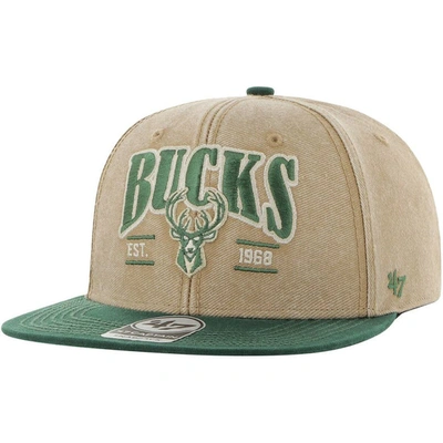 47 ' Khaki/hunter Green Milwaukee Bucks Chilmark Captain Snapback Hat