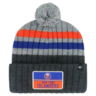 47 ' Gray New York Islanders Stack Patch Cuffed Knit Hat With Pom