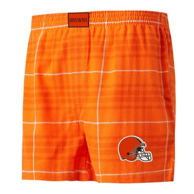 Concepts Sport Men's  Orange, White Cleveland Browns Concord Flannel Boxers In Orange,white
