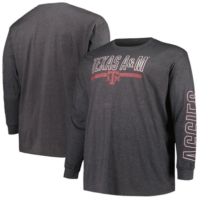 Profile Heather Charcoal Texas A&m Aggies Big & Tall Two-hit Graphic Long Sleeve T-shirt