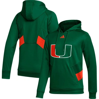 Adidas Originals Adidas  Green Miami Hurricanes Travel Aeroready Pullover Hoodie