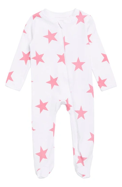 Sammy + Nat Babies' Signature Print Cotton Footie In Pink Stars