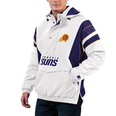 Starter White Phoenix Suns Home Team Hoodie Half-zip Jacket