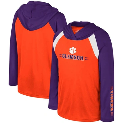 Colosseum Kids' Youth  Orange Clemson Tigers Eddie Multi-hit Raglan Long Sleeve Hoodie T-shirt