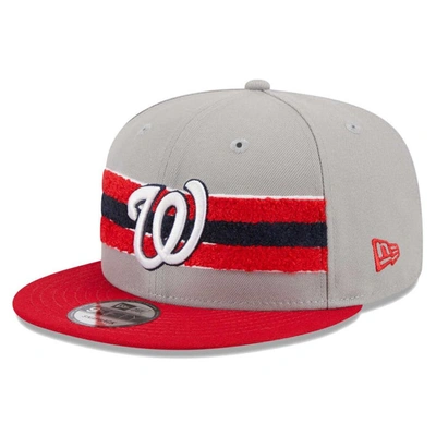 New Era Men's  Gray, Red Washington Nationals Band 9fifty Snapback Hat In Gray,red
