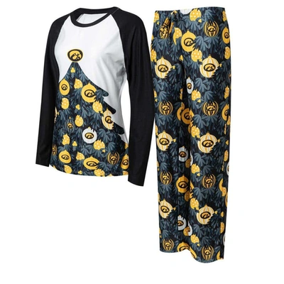 Concepts Sport Women's  Black Iowa Hawkeyes Tinsel Ugly Sweater Long Sleeve T-shirt And Pants Sleep S