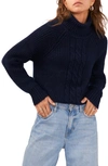 1.state Back Cutout Turtleneck Sweater In Classic Navy