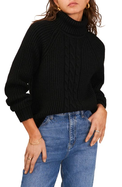 1.state Back Cutout Turtleneck Sweater In Rich Black