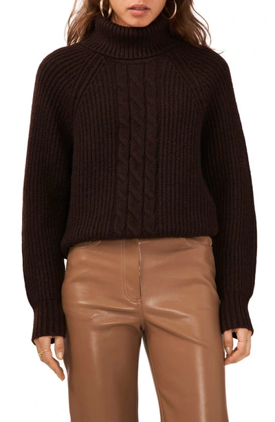1.state Back Cutout Turtleneck Sweater In Chocolate