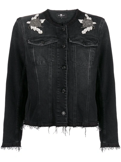 7 For All Mankind Embroiderd Patch Denim Jacket