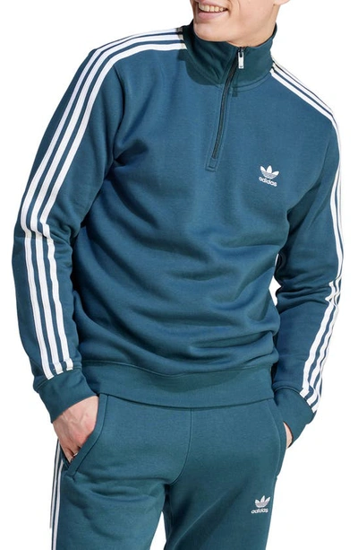 Adidas Originals 3-stripes Half Zip Sweatshirt In Navy