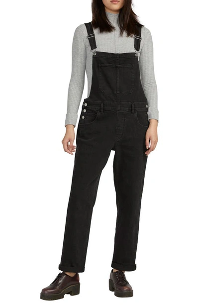 Silver Jeans Co. Baggy Ankle Straight Leg Denim Dungarees In Black