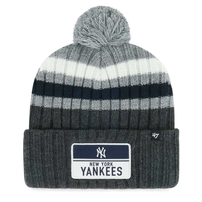 47 ' Gray New York Yankees Stack Cuffed Knit Hat With Pom