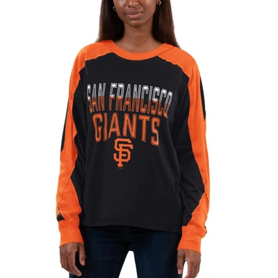 G-iii 4her By Carl Banks Women's  Black, Orange San Francisco Giants Smash Raglan Long Sleeve T-shirt In Black,orange